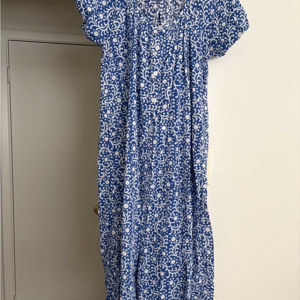 Rachel Pally Blue and White Patterned Midi Dress